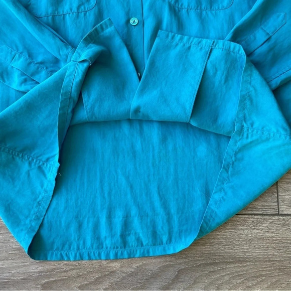 Tommy Bahama Embroidered Chest Pockets Pure  Silk Button Down Shirt - Picture 9 of 13